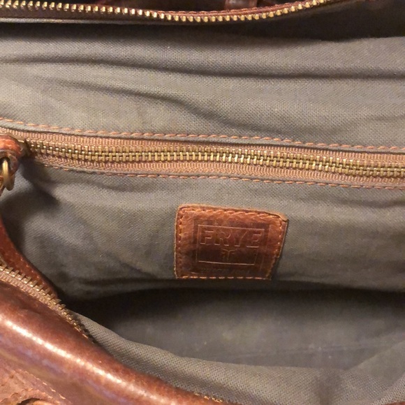 Frye Brown Leather Bag/Satchel 
13"wide x 6"deep across bottom x 10" high - Picture 14 of 16